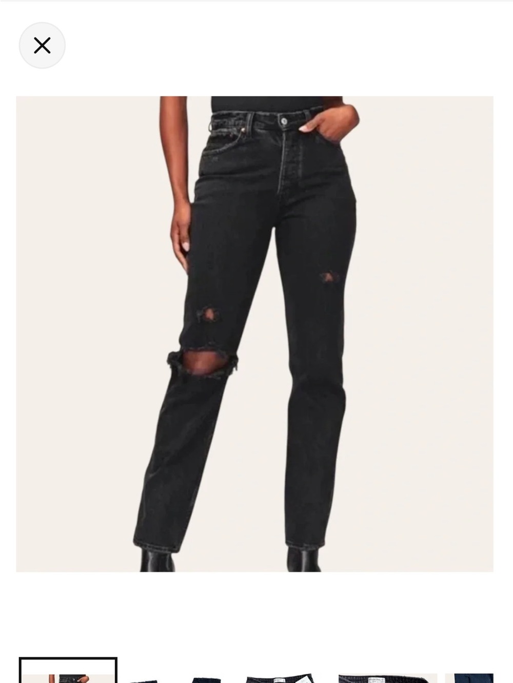 Abercrombie & Fitch Dad High Rise Curve Love Black Distressed Jeans PETITE